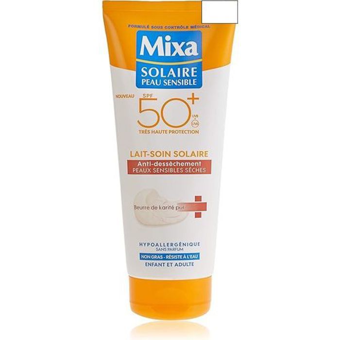Mixa Lait Soin Solaire pour Peaux Sensibles Sèches de Protection Spf50+ 200 ml UVB+UVA