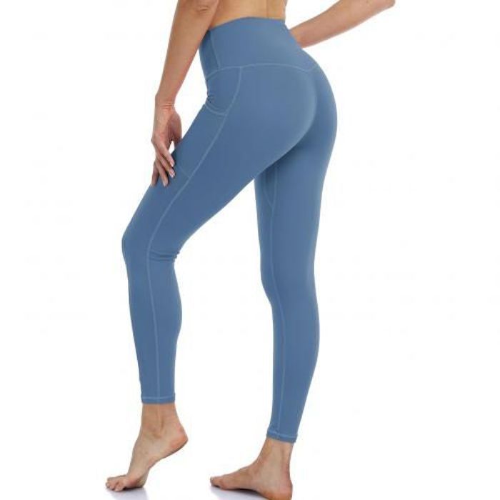 Leggings de Sport - Soft - Bleu - Taille Haute - Avec Poche - Contrôle du Ventre