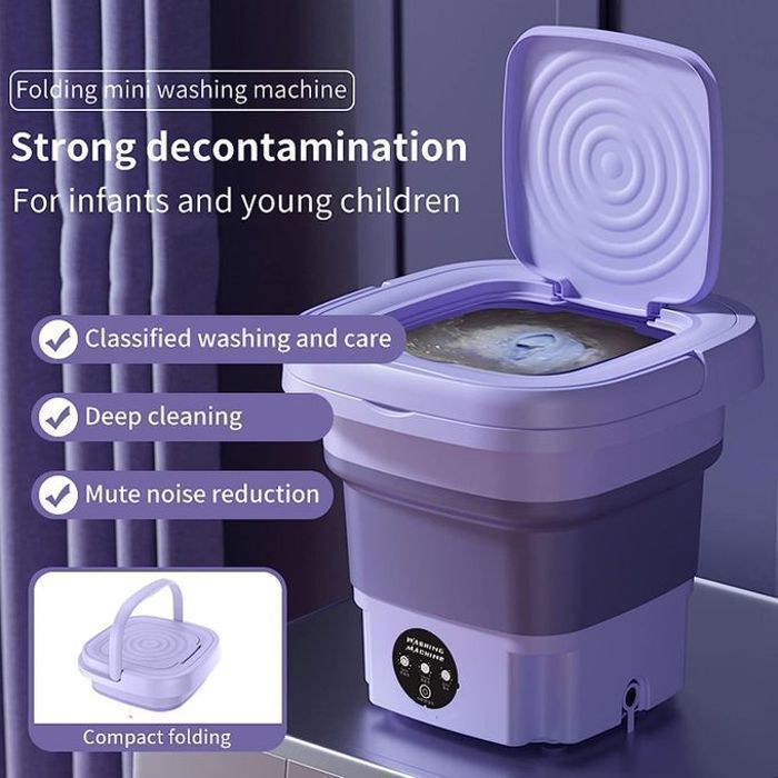 Lave-linge Compact et Pliable Idéal pour les Petits Espaces, Machine à Laver 9L , Couleur Aléatoire
