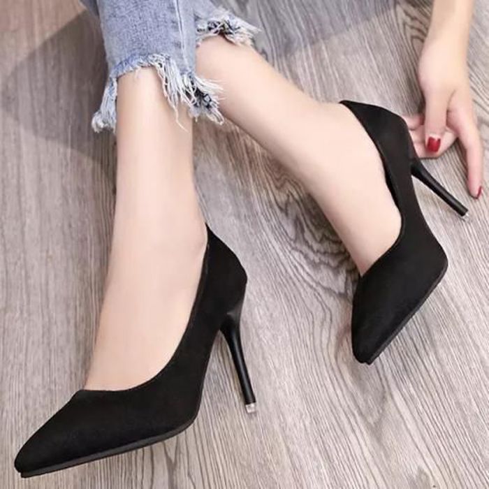 Escarpins - Classique - Noir - Talon haut 7 cm - Daim - Femme