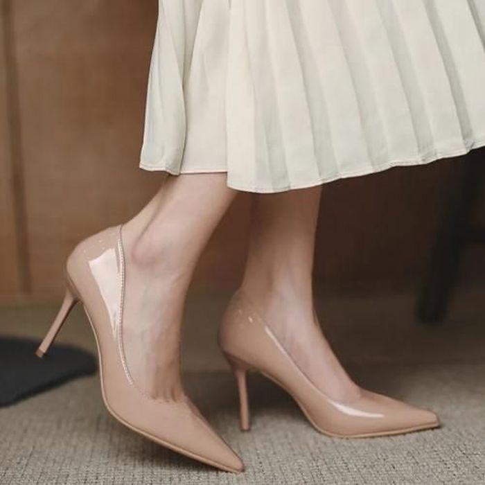 Escarpins - Beige - Talons hauts 10 cm - Aiguille - Synthétique - Femme