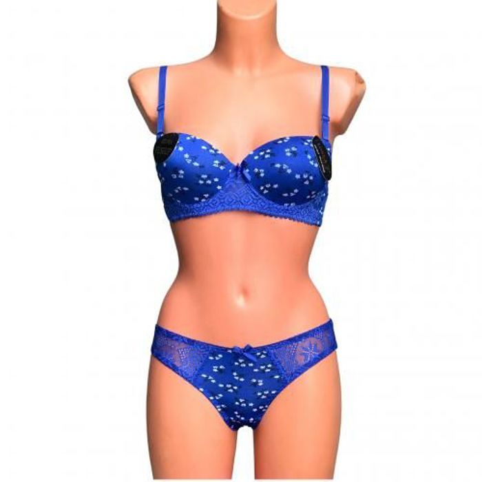 Ensemble de soutien-gorge et culotte sous-vêtements , rembourré, dos nu, bleuroi