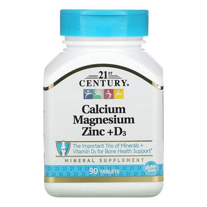 21st century calcium magnésium zinc + d3, 90 comprimés, usa