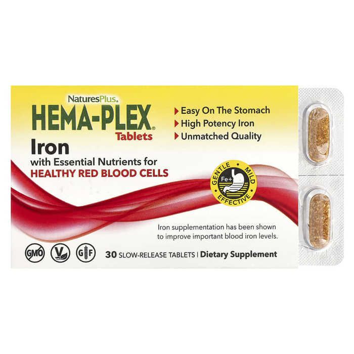 Hema-Plex, Fer, 30 comprimés à libération lente
