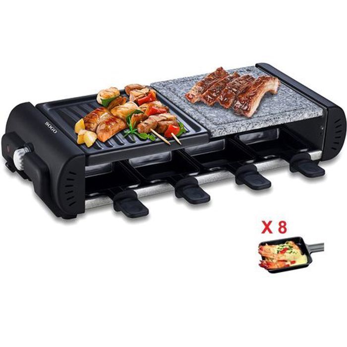 Kiwi Appareil à Raclette Avec 8 poêlons Convient pour Plusieurs Personnes