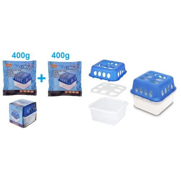 Déshumidificateur Absorbeur d'humidité à granulés Avec 2 Sacs de recharge Granulés 400g