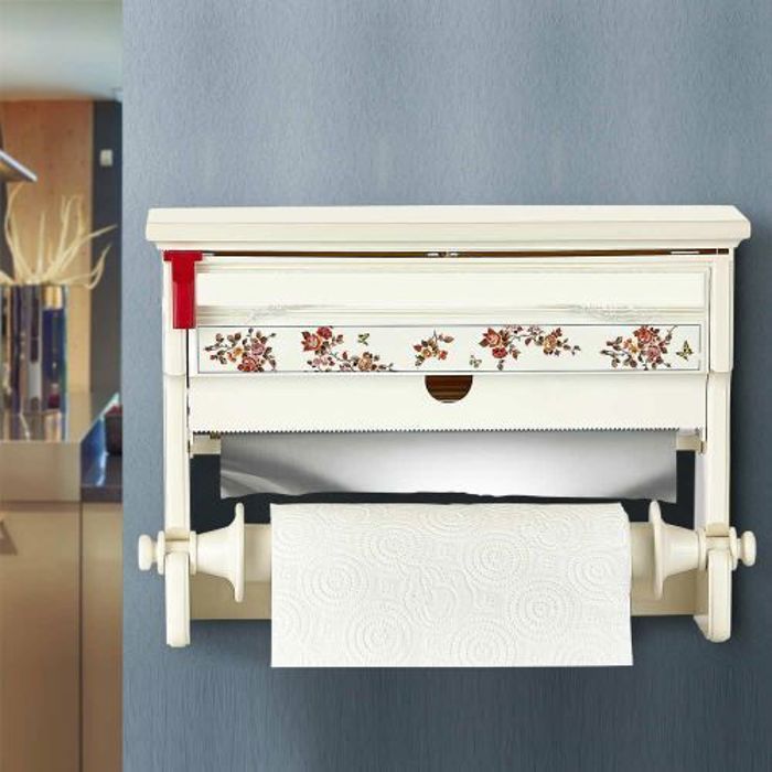 Support Distributeur Mural Serviette Papier Cuisine S'accrochent Film Aluminium