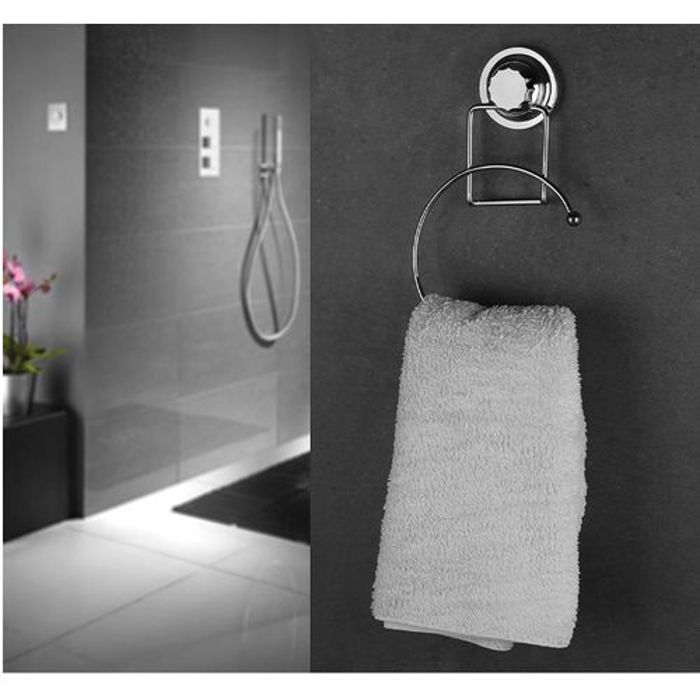 METALIFE Porte serviette mural rond plaqué chrome pour salle de bain