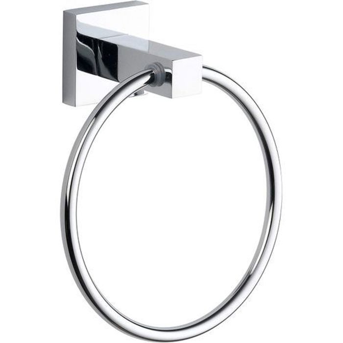 porte-serviette mural rond plaqué chrome pour salle de bain