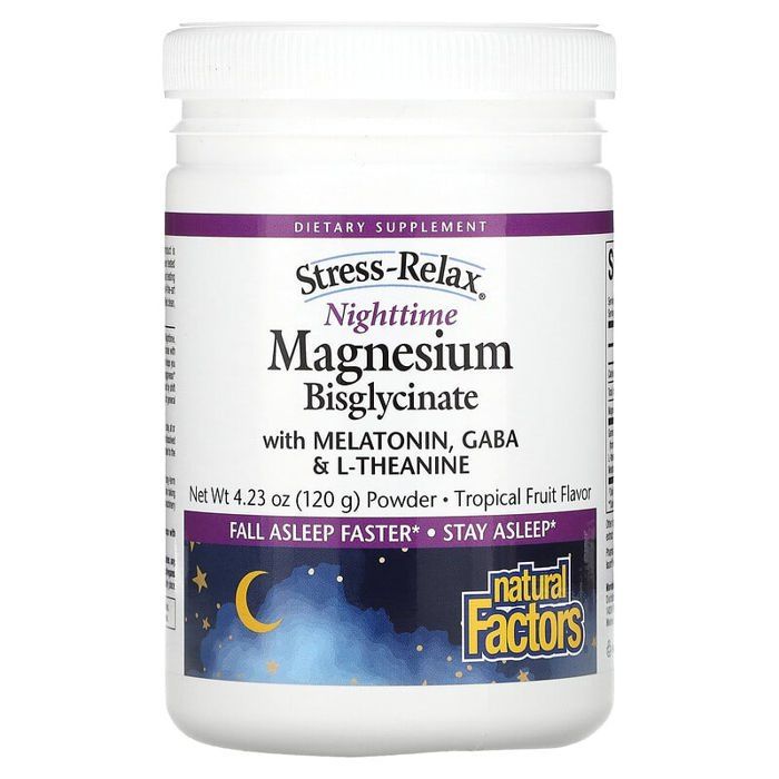 Stress-Relax, Bisglycinate de magnésium pour la nuit avec mélatonine, gaba et L-théanine