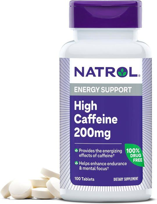 Natrol, Riche en caféine, Extra-puissant, 200 mg, 100 comprimés
