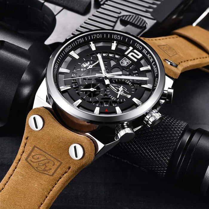 BENYAR-Montre à quartz chronographe pour homme, design à grand cadran