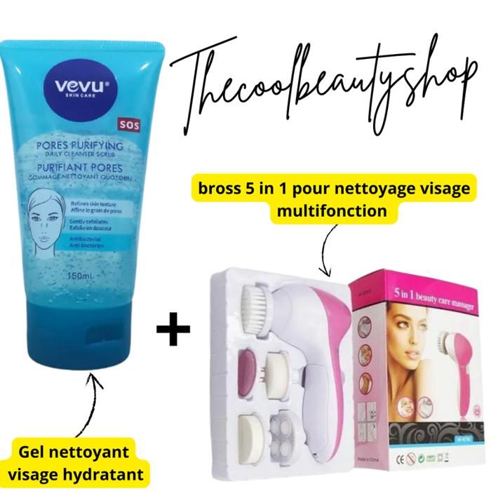 gel nettoyant visage hydratant + Bross 5 en 1 pour Nettoyage et Massage visage multicolors