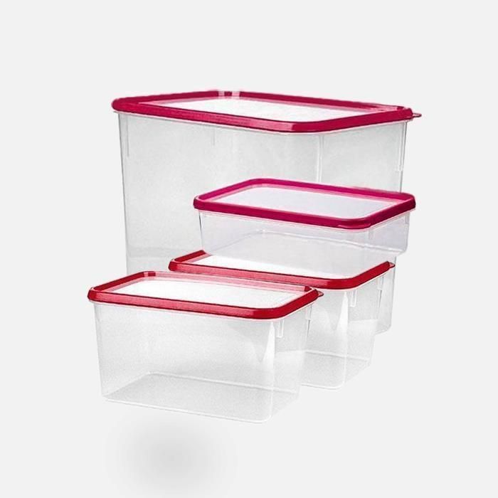 Pack de 4 Boîtes Alimentaires Ambra 1x 4,5L + 1x 2L + 2x 0,90L - Couleur Aléatoire