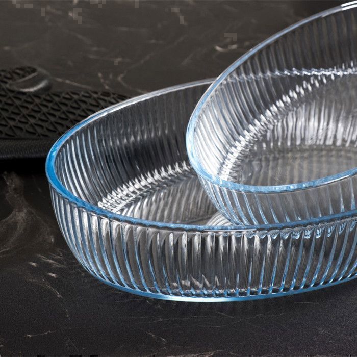 Set de 2 moules ovales (26 cm et 35 cm) simples et gravés + boîte en verre 400 ml (14,5 cm x 10,5 cm)