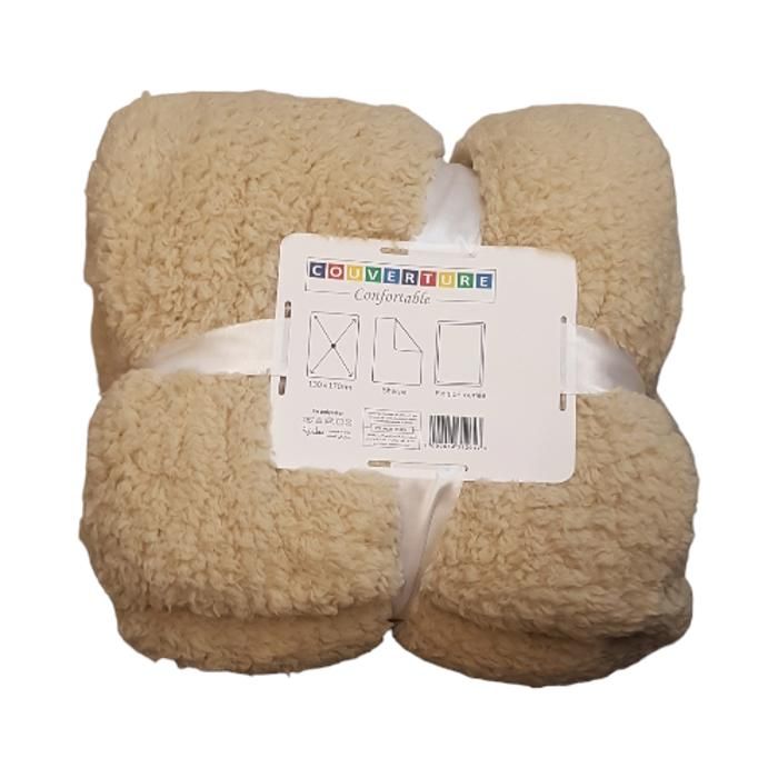 COUVERTURE SHERPA BEIGE POLYSTER 130*170