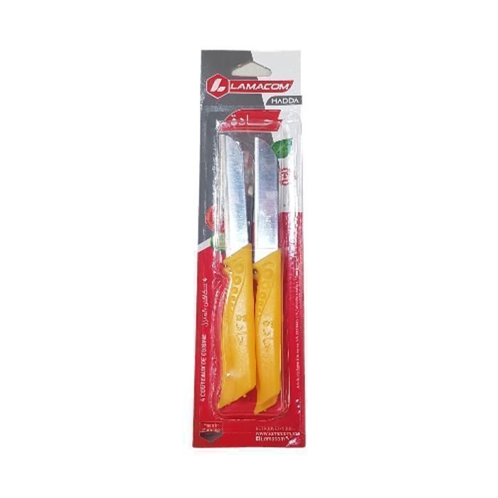 Couteaux de cuisine - MARQUE - 1011/B4 - 4 pièces - Plastique et Inox - Couleur aléatoire