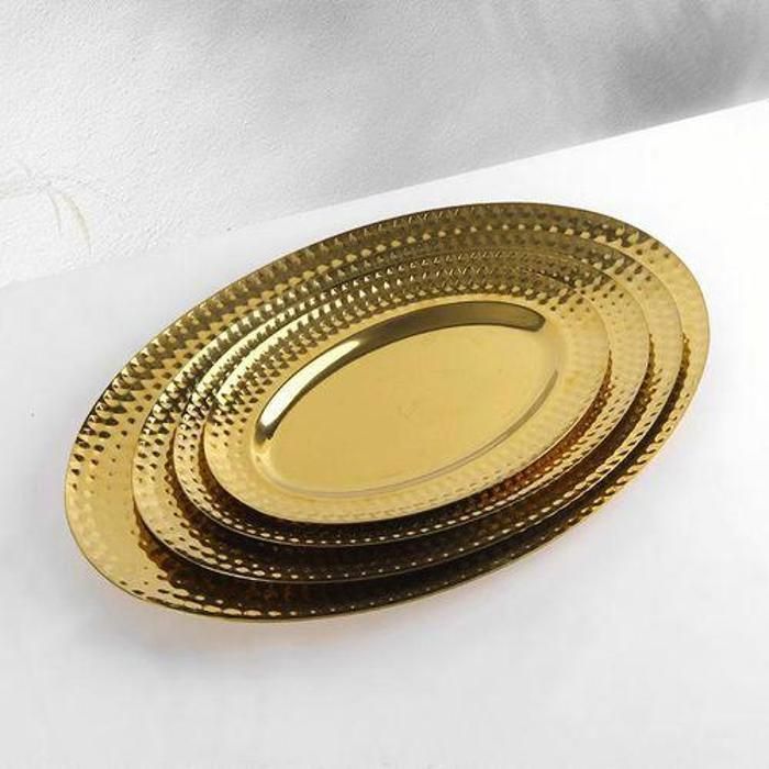 Plat ovale en métal - AYA HOME - 41x27cm - Doré - Durable - Élégant