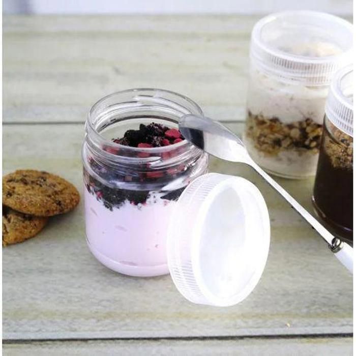 Pots à yahourt - AYA HOME - 6 pots en verre - 212 ML - Couvercles en plastique - Style contemporain