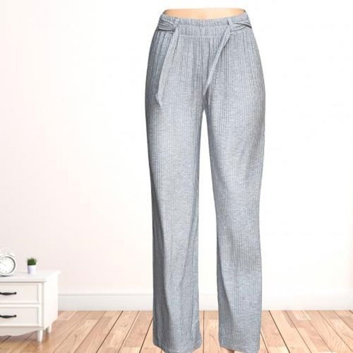 Pantalon fluide - Non spécifié - Taille haute - Lycra - Couleur gris - Coupe large