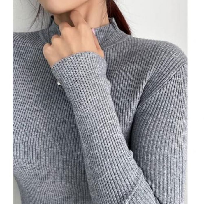 Pull-over rayé femme - Apohaz - Gris - Col roulé - Manches longues - Taille S/M/L