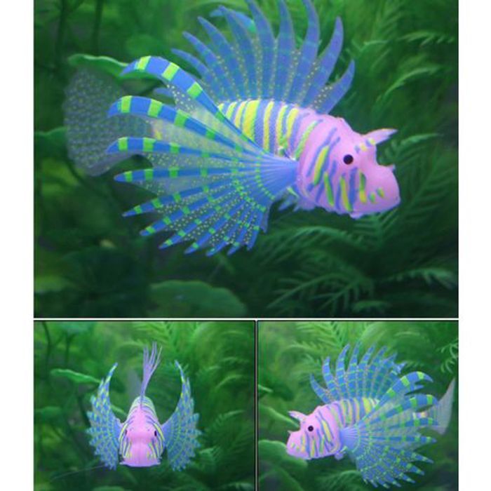 Style artificiel de poisson d'aquarium de poisson-lion lumineux en silicone