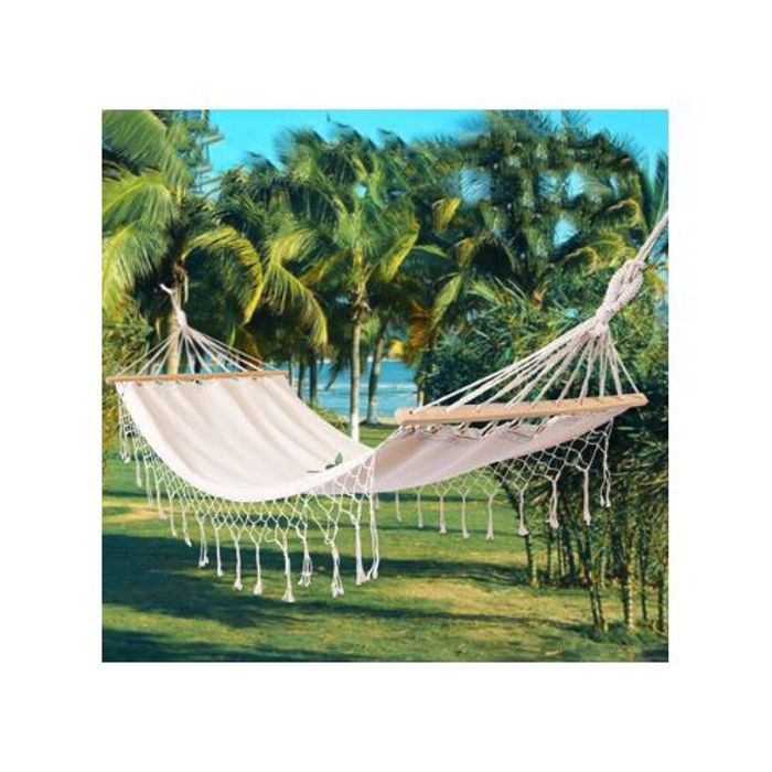 Hamac de Jardin Avec Barre de Renfort Plus Sac A Transport Pour Voyage 280X100Cm