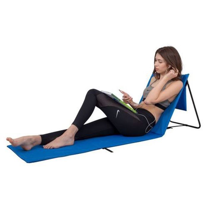 Tapis de plage avec dossier réglable 158cm X 54cm Bleu