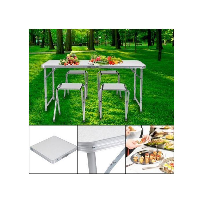 Table pliable de jardin Voyage au Camping avec 4 chaises pliantes MDF