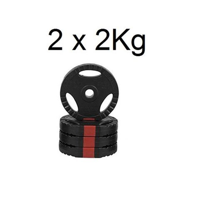 Set 2 haltères de 2Kg disques Plastique à poignées
