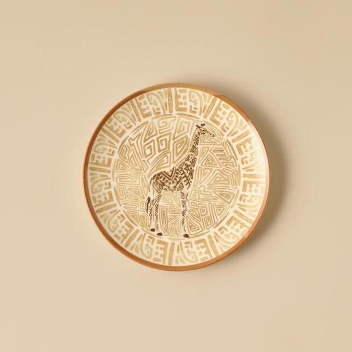 Assiette à dessert girafe africaine marron 20 cm