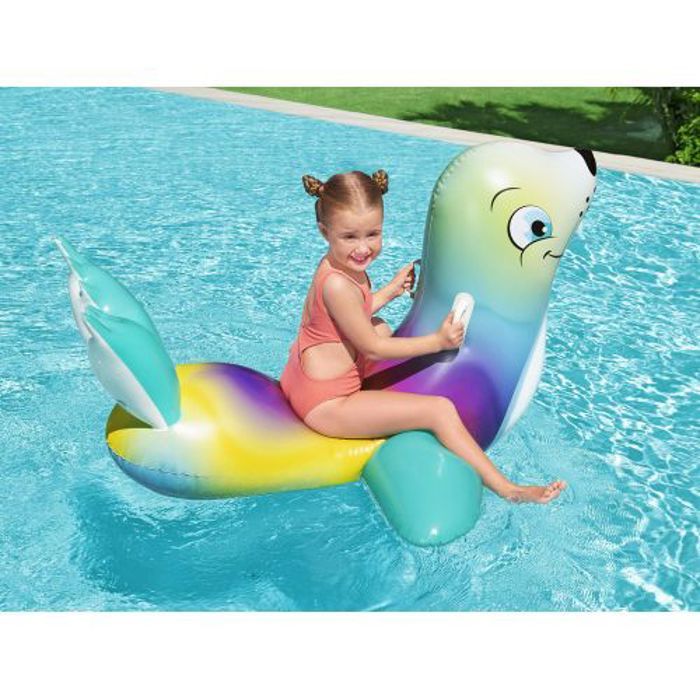 Bestway Bouée Chevaucher Flash n' Splash Seal Ride-On 1.57 x 1.14 M Pour Enfants +3Ans