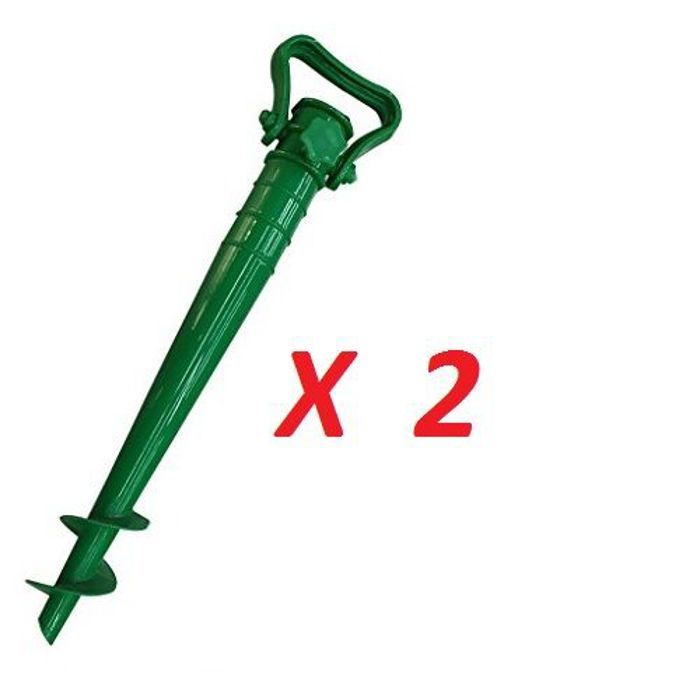 Pack 2 Support de Parasol pour Plage Sable Terre ( 43cm x 9.5cm ) - Vert