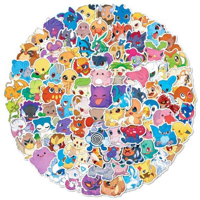 Stickers 50Pcs Cute Pokemon Cartoon Stickers for Kids