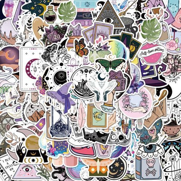 Stickers 50Pcs Bohemian Waterproof Cartoon Stickers