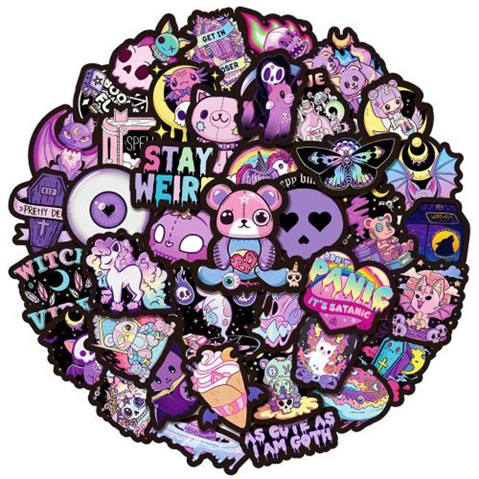 Stickers 50Pcs Gothic Horror Stickers Halloween Imp Skull Cartoon Decals for Kid
