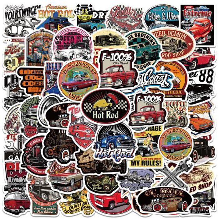 Stickers 50Pcs Vintage waterproof car modification stickers