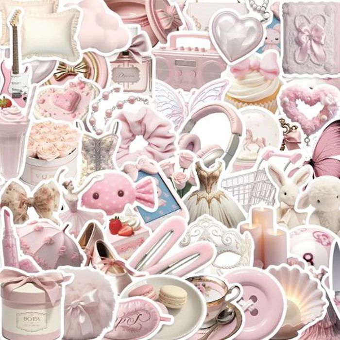 Stickers 50Pcs INS Style Pink Ballet Girl Coquette Stickers