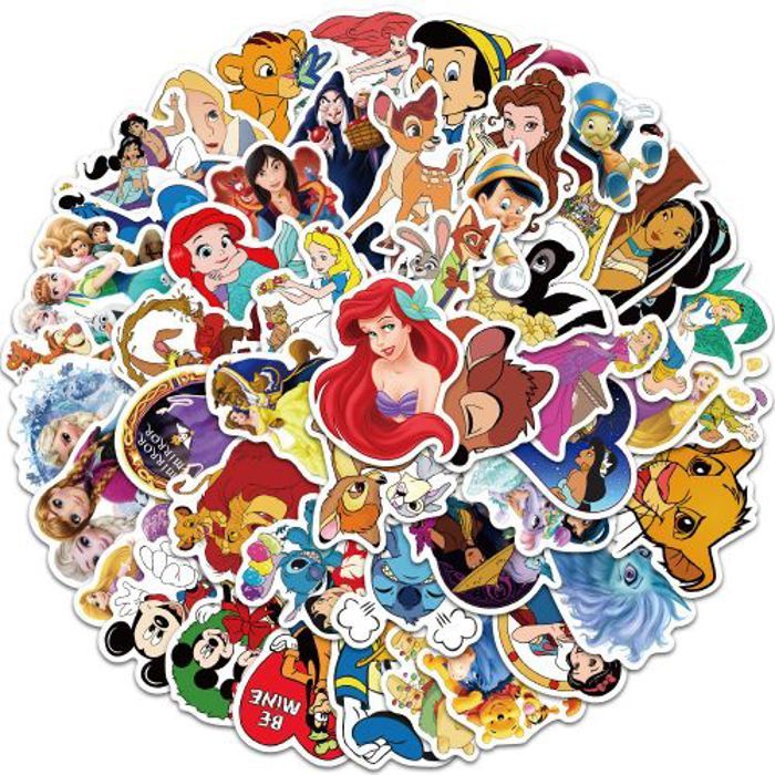 Stickers 50Pcs Disney Cartoon Princess Stickers for Kids