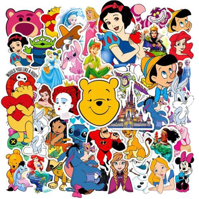 Stickers 50Pcs Mix Disney Cartoon Micky Princess Stickers Kawaii Girls Toys Deca