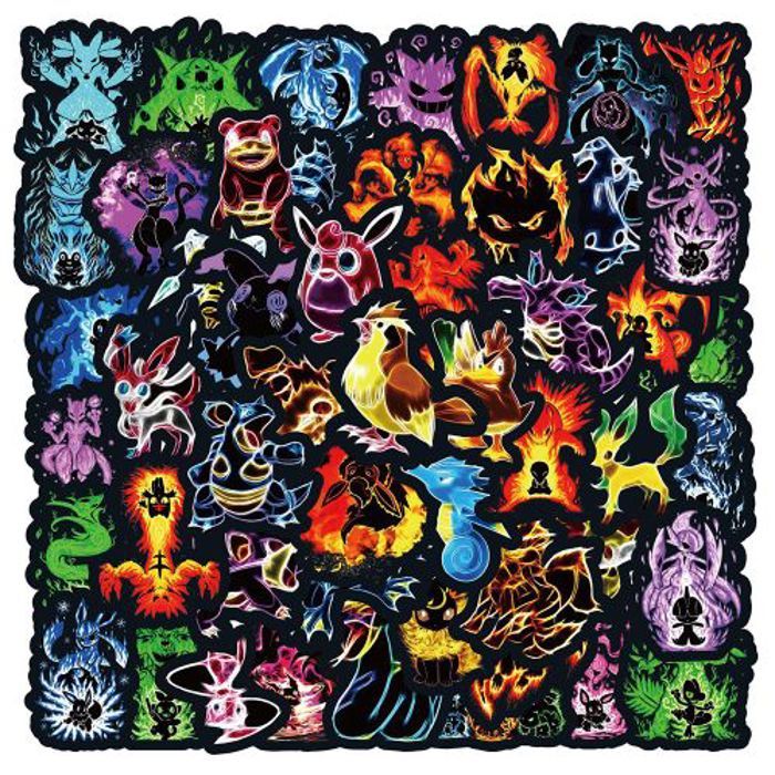 Stickers 50Pcs Neon pokemon stickers