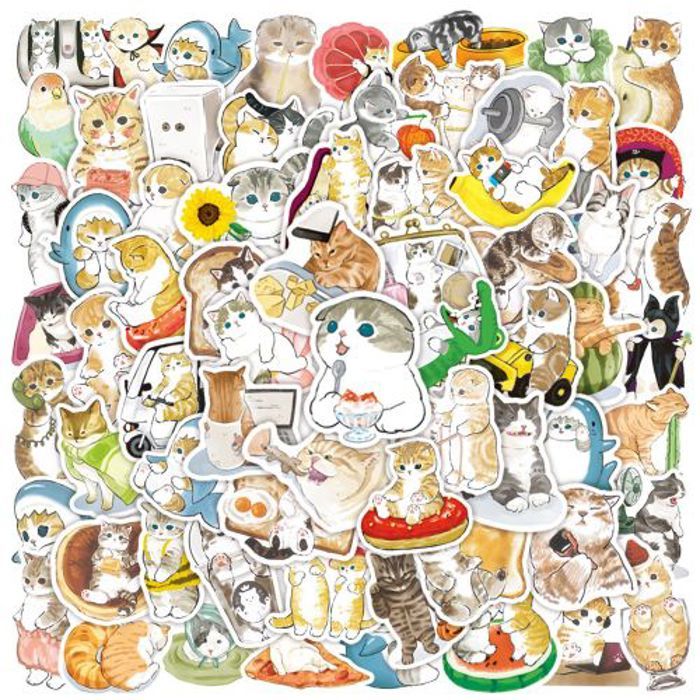 Stickers 50Pcs /200Kawaii Cartoon Cats Aesthetic Stickers DIY Laptop Car Station