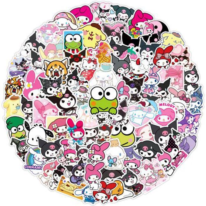 Stickers 50Pcs Cute Cartoon Sanrio Stickers Hello Kitty Kuromi My Melody Anime D