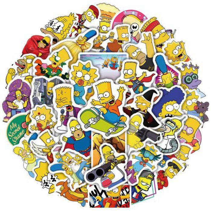 Stickers 50Pcs Cartoon Simpson Stickers Decals PVC Graffiti Waterproof Skateboar
