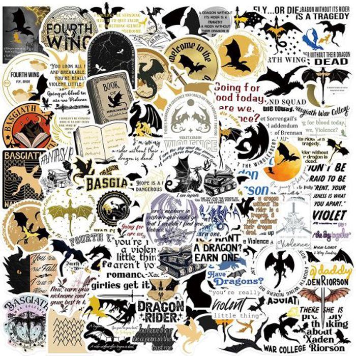 Stickers 50Pcs Fantasy Romance Fourth Wing Stickers for Kids