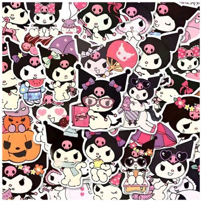 Stickers 50Pcs Sanrio Kuromi Kawaii Girls Anime Stickers for Kids