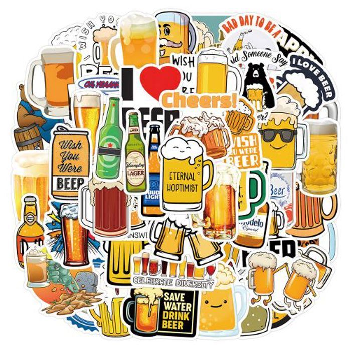 Stickers 50Pcs Cute Beer Cartoon Stickers