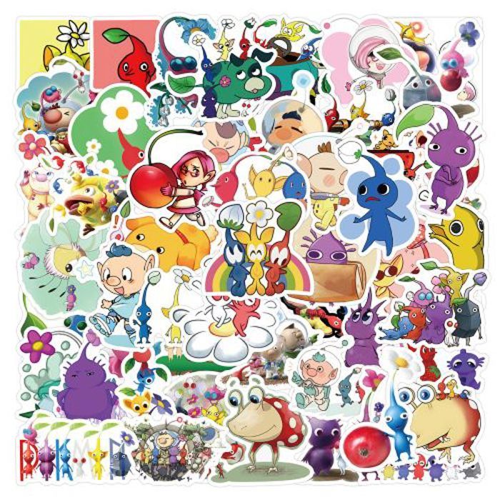 Stickers 50Pcs Cute Cartoon Game Pikmin Stickers for Kids