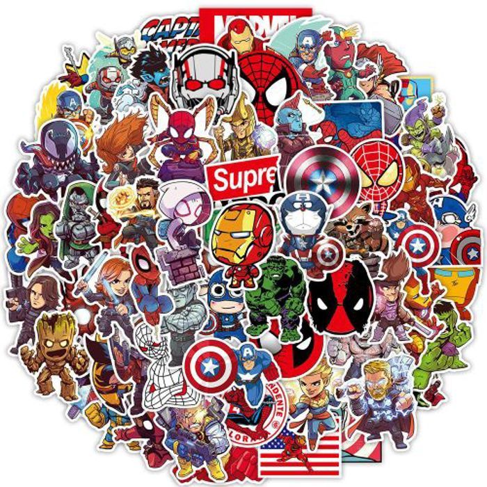 Stickers 50Pcs Disney and Marvel The Avengers Vintage Stickers