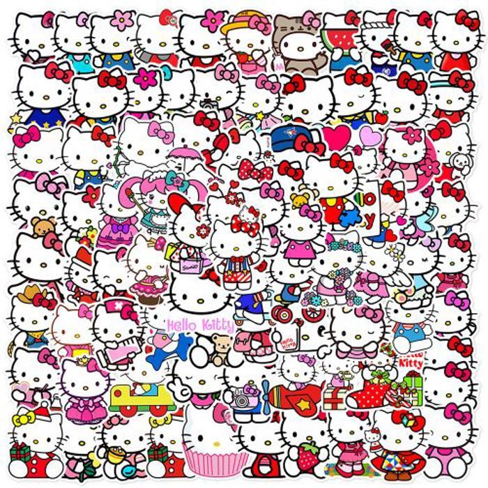 Stickers 50Pcs Kawaii Hello Kitty Stickers Aesthetic Stickers Decals DIY Diary P